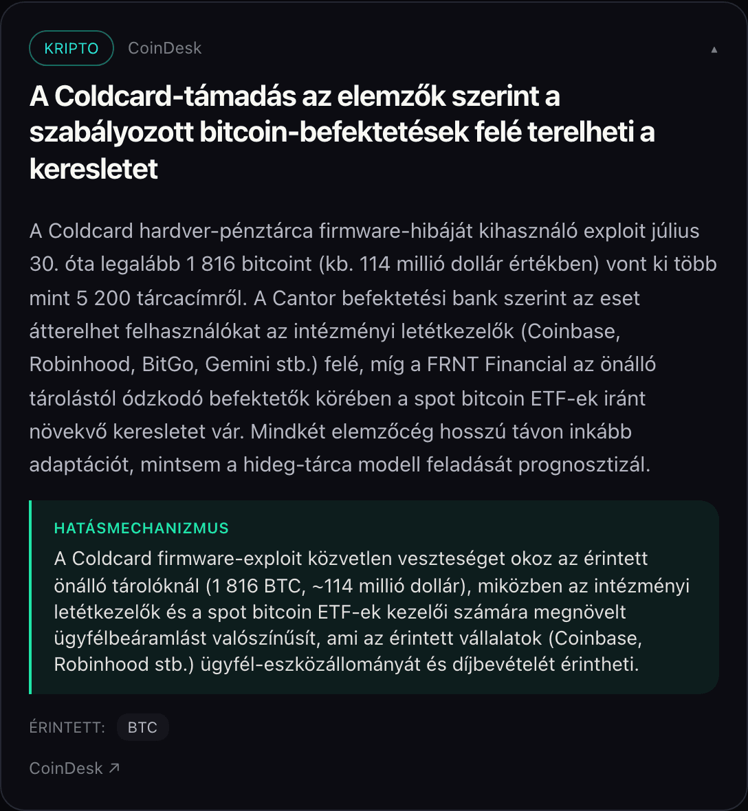 Hírkártya magyar összefoglalóval